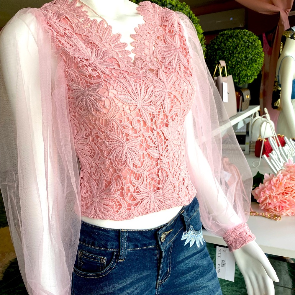 Pink lace blouse